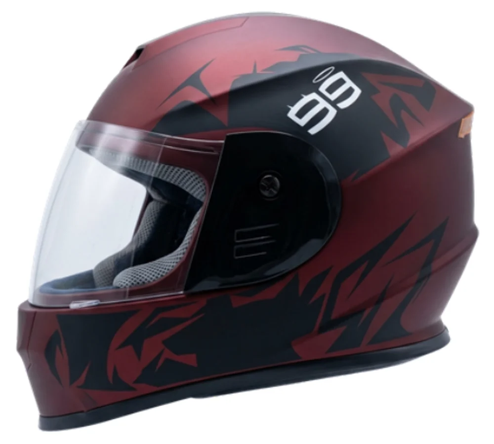 Casco CAE-002 rojo oscuro visor transparente, fotografía del catálogo suministrado