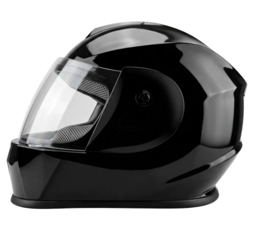 Casco CAE-004 negro visor transparente, fotografía del catálogo suministrado