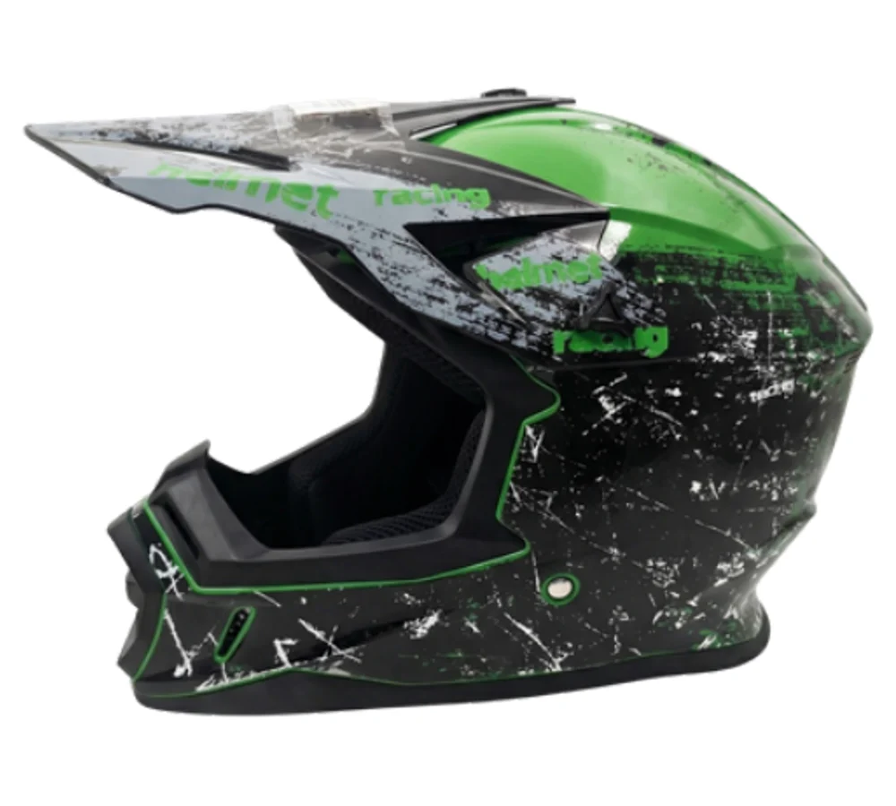 Casco cross JY-161-6 verde, fotografía del catálogo suministrado